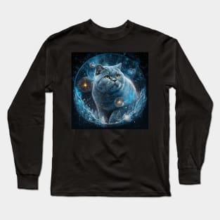 British Shorthair Blue Magic Theme Long Sleeve T-Shirt